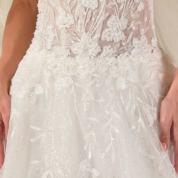 New Off The Shoulder Bridal Ball Gown w/ Floral Applqiue & Lace Up Back GL3821 - Picture 7 of 14